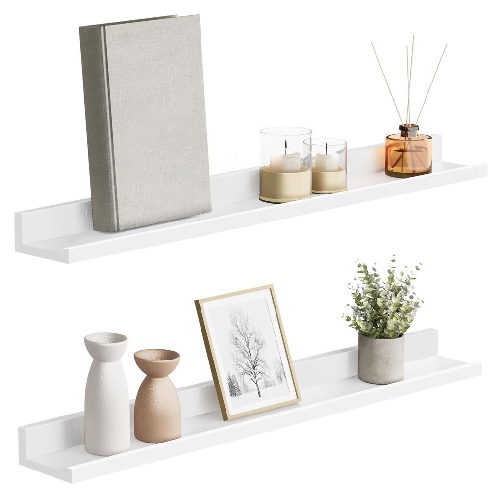 Wandregal, schwebendes Regal, 2er-Set, 10 x 80 cm, Wandregal für Bilderrahmen und Bücher, Fotoregal für Wohnzimmer, Schlafzimmer, Badezimmer, K...