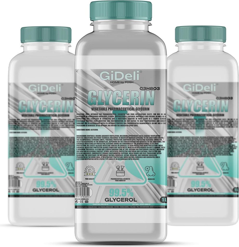 Glycerin VG 3L 99,5% Pharmaqualität E422 pflanzlich Kosmetik Haushalt GiDeli