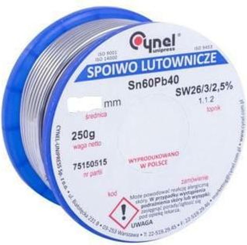 Cyna 1.0mm szpula 250g sn60pb40 Zdjęcie produktu 