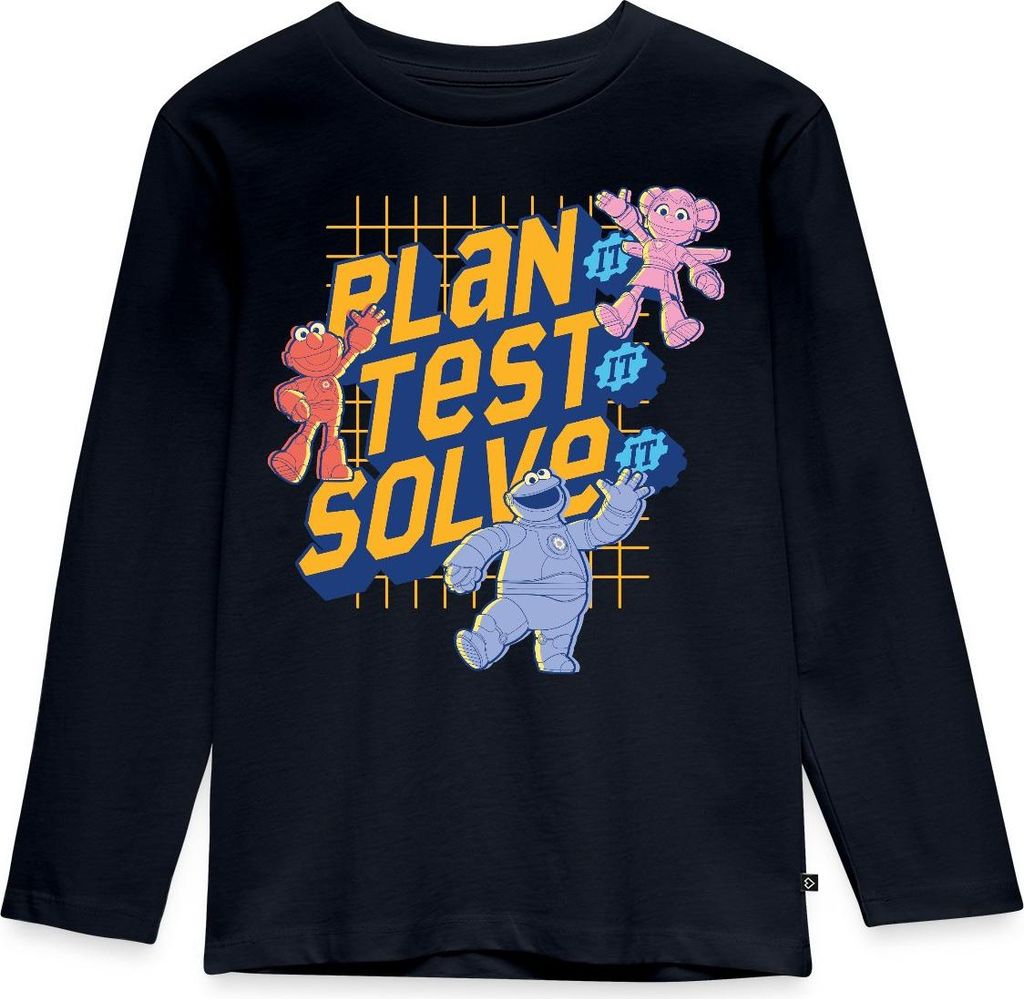 Spreadshirt Mecha Builders Team Plan It Solve It Kinder Premium Langarmshirt, 122/128 (6 Jahre), Navy