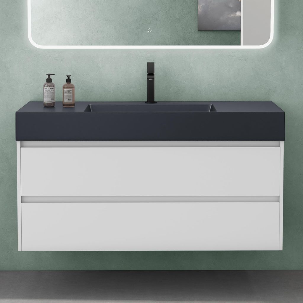 Mai & Mai Badmöbel-Set Waschbeckenunterschrank 120x48x63cm in Weiß matt mit 2-Schubladen inkl. Waschbecken Deep