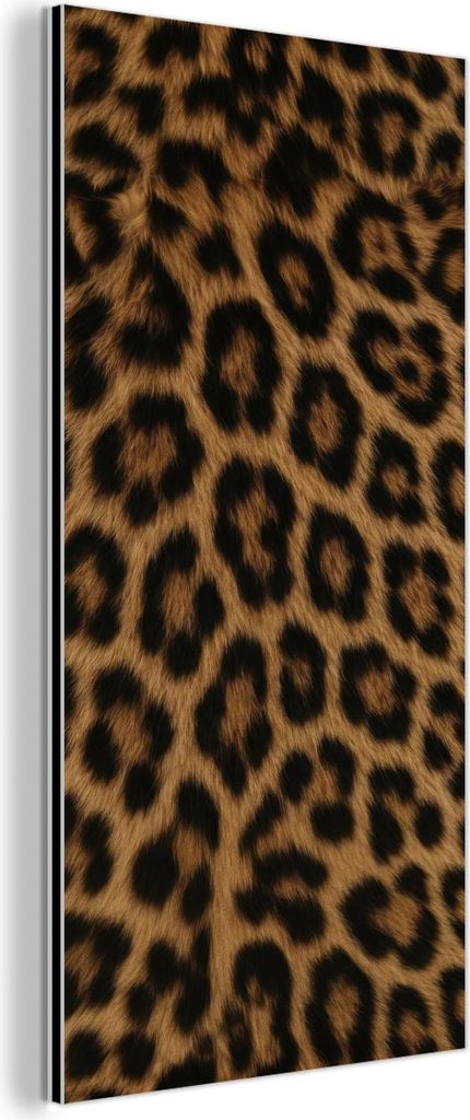 MuchoWow Wanddekoration Metall Metallbild Wandkunst 20x40 cm Pantherfell - Realistisch - Braun MuchoWow Aluminium Gemälde - Aluminium Gemäldes