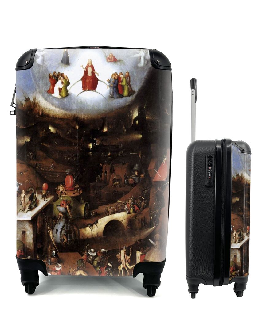 MuchoWow Koffer Handgepäck Trolley Rollkoffer Kleine Reisekoffer mit 4 Rollen - Das Jüngste Gericht - Gemälde von Hieronymus Bosch - Cabin Siz...