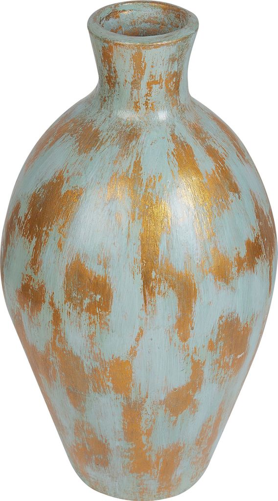 BELIANI Dekorative Vase aus Terrakotta blau und gold gealterter Oberfläche im natürlichen Stil für Trockenblumen