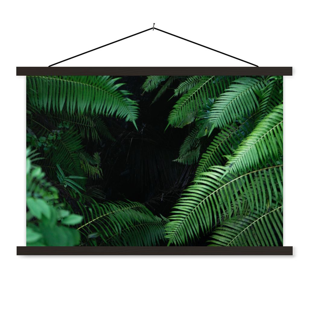MuchoWow Textilposter Tropische Farne im Regenwald 120x80 cm mit schwarzem Rahmen - Wanddeko