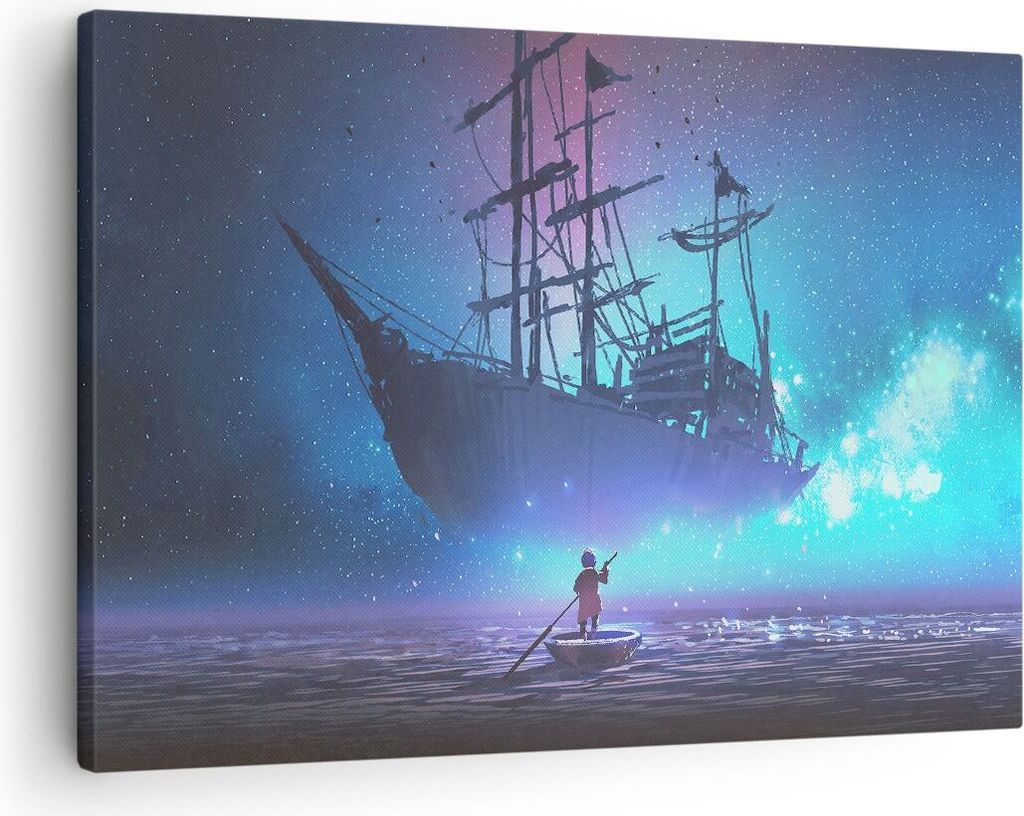 Bild auf Leinwand - Leinwandbild - Märchen Segelschiff - 70x50cm - Wand Bild - Wanddeko - Wandbilder - Leinwanddruck - Bilder - Kunstdruck - Wandd...