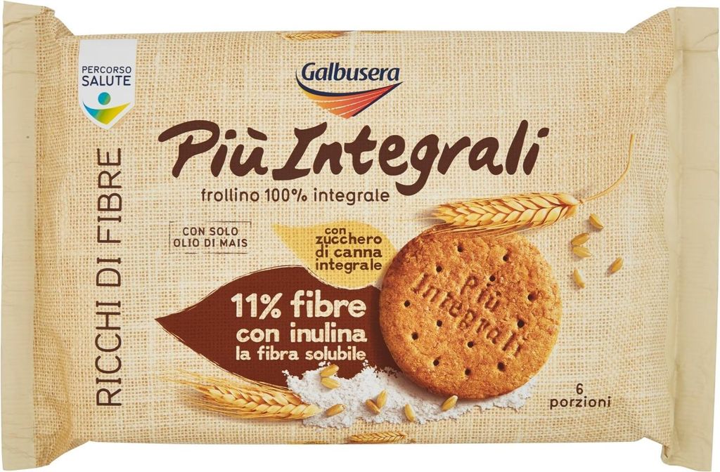 6x Galbusera Più Integrali Kekse Vollkornkekse reich an Fasern 330g (6 snack)
