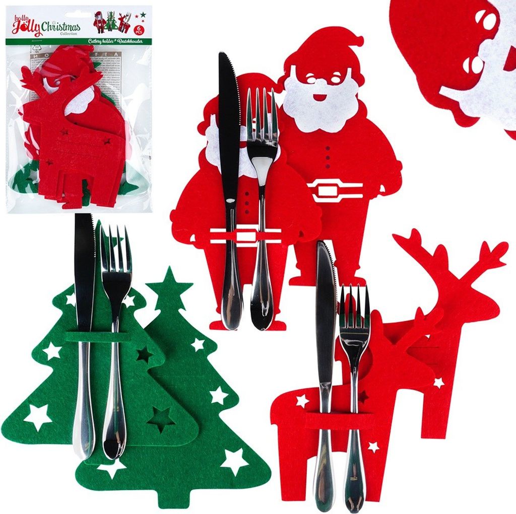 Vilde Bestecketui Bestecktasche Etui Tasche für Besteck weihnachtlich 6 Stk.