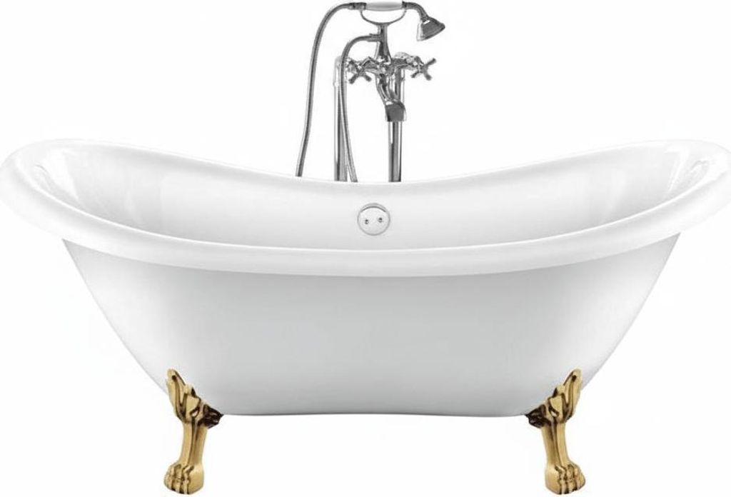 Freistehende Badewanne mit Füßen DARLINGTON Löwenfüße GOLD 175 cm