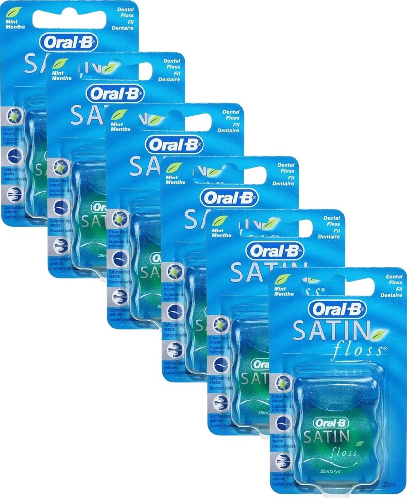 6x Oral-B Satin Floss Zahnseide a 25m