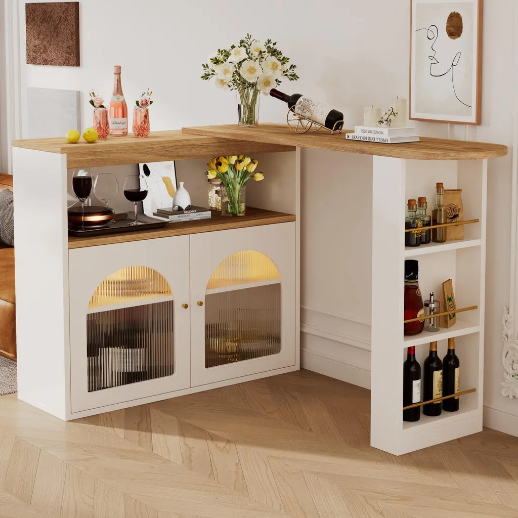 Table de bar extensible 138-193cm blanche à LED modèle Nova-X - 3