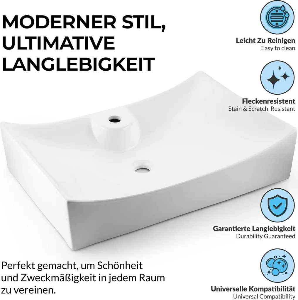 Lavabo Bagno Paula Caitlin 67x46 Ceramica Bianca | Arredo Design