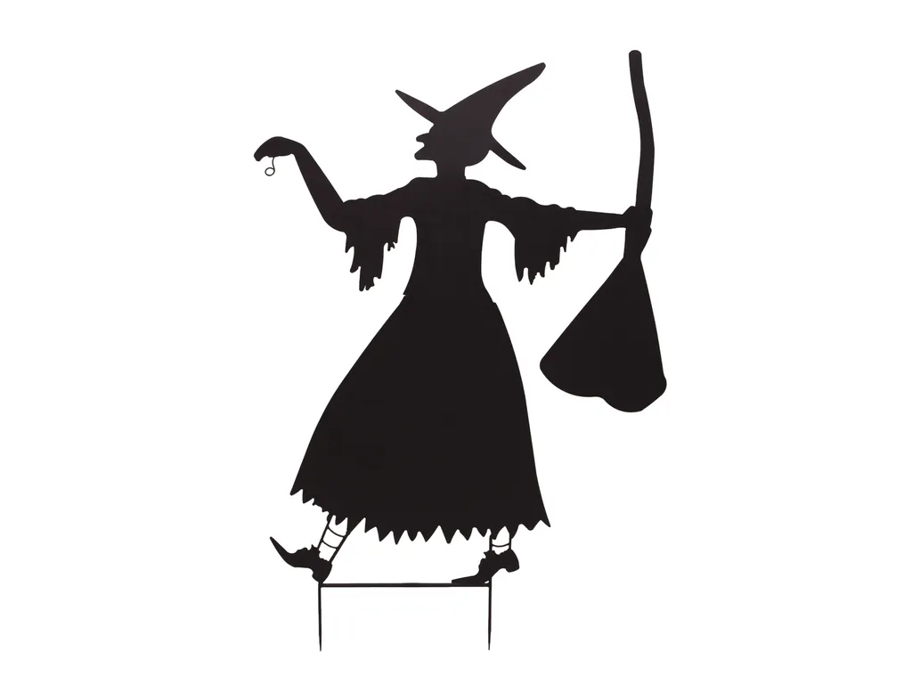 Silhouette sorcière Europalms avec balai 140cm pour décoration Halloween