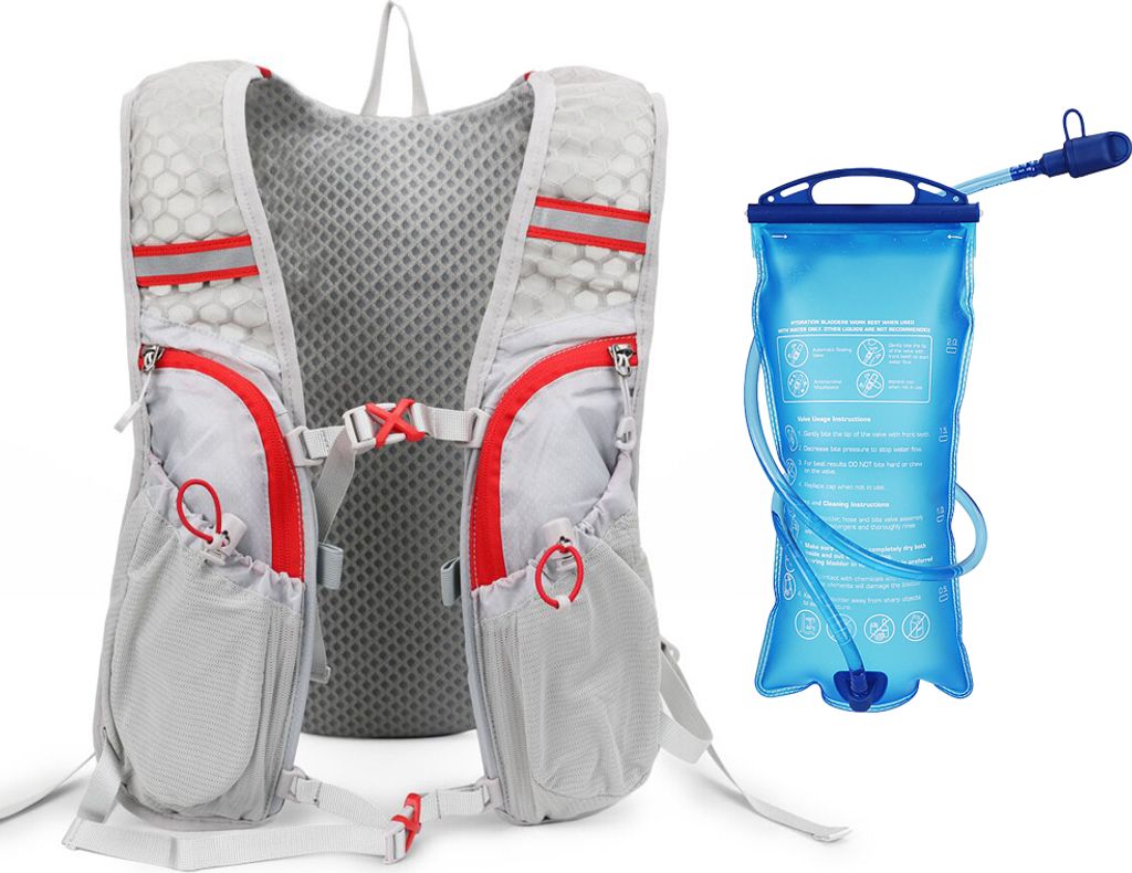 Trinkrucksack Rucksack mit 2L Wasserblase Superleichte, atmungsaktive Trinkweste zum Laufen im Freien, Radfahren, Klettern