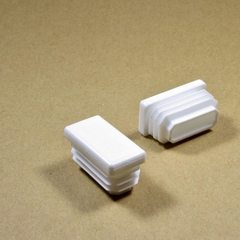 Ajile, 4 Stück, Rechteckiger Lamellenstopfen 40x20 mm (Wandstärke 1,0,3,0 mm), Weiß EPH214x4