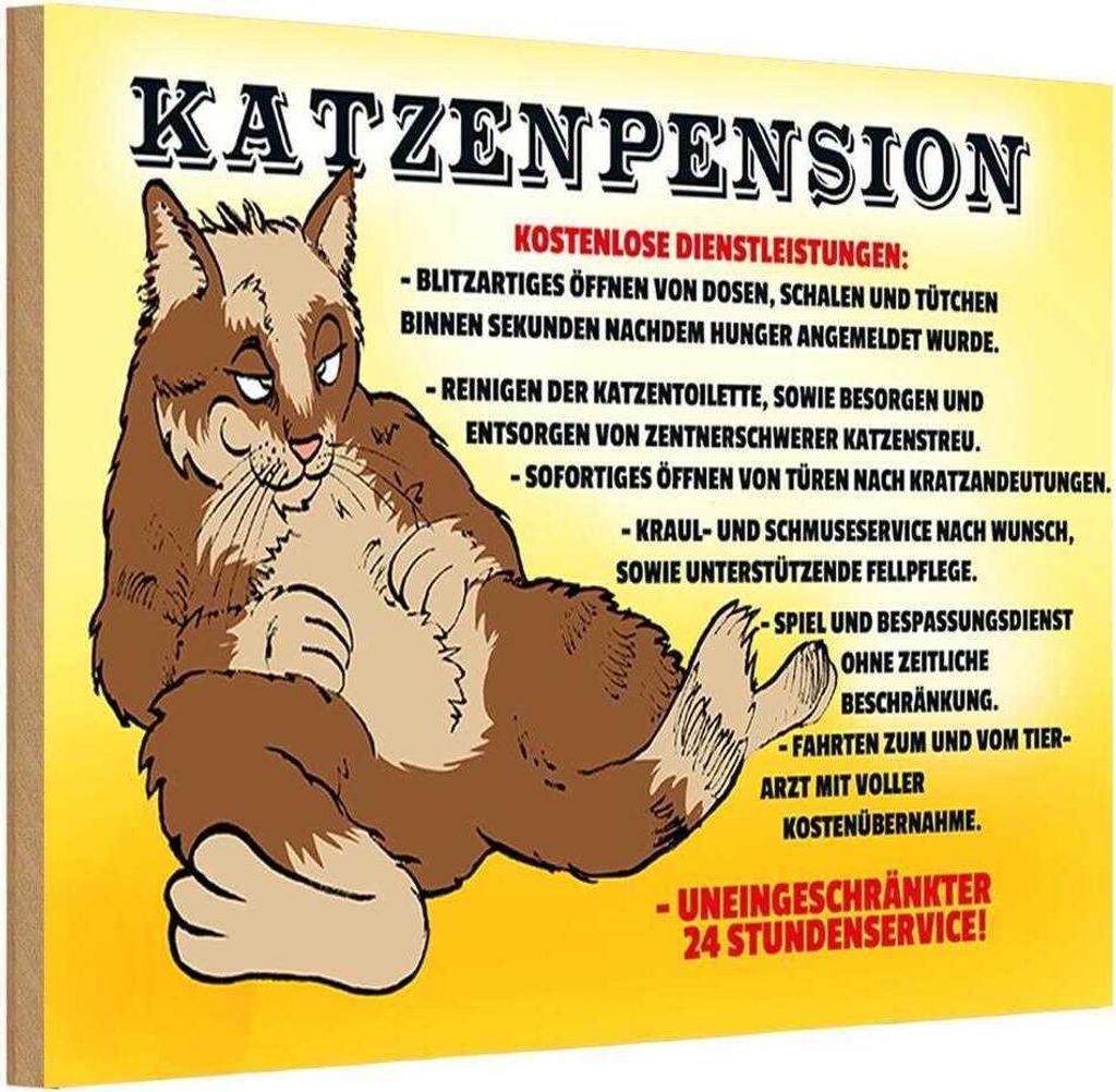 vianmo Holzschild 20x30 cm Katzenpernsion 24h Service Tier Haustier