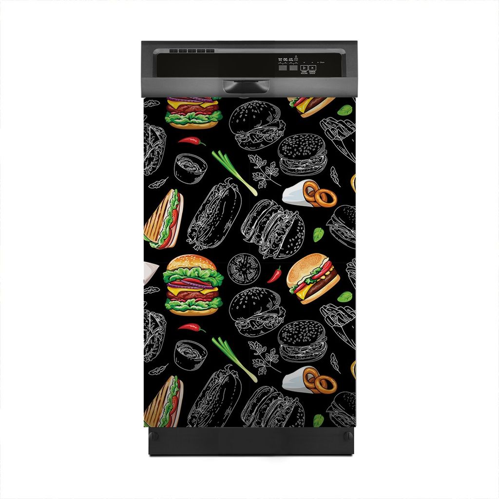 Aufkleber sticker 45x70 cm Dekorative folie Spülmaschine - burgers and fast food