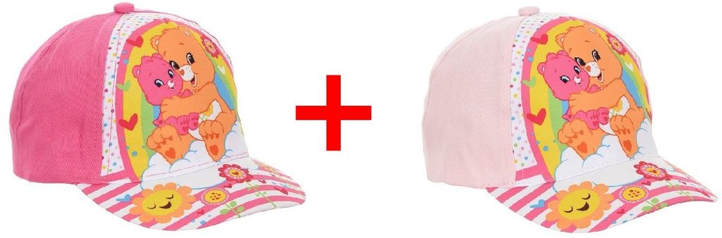 Glücksbärchis Kappen Care Bears Baseball Cap in pink und rosa für Kinder, Größe 50, Geschenk-Set