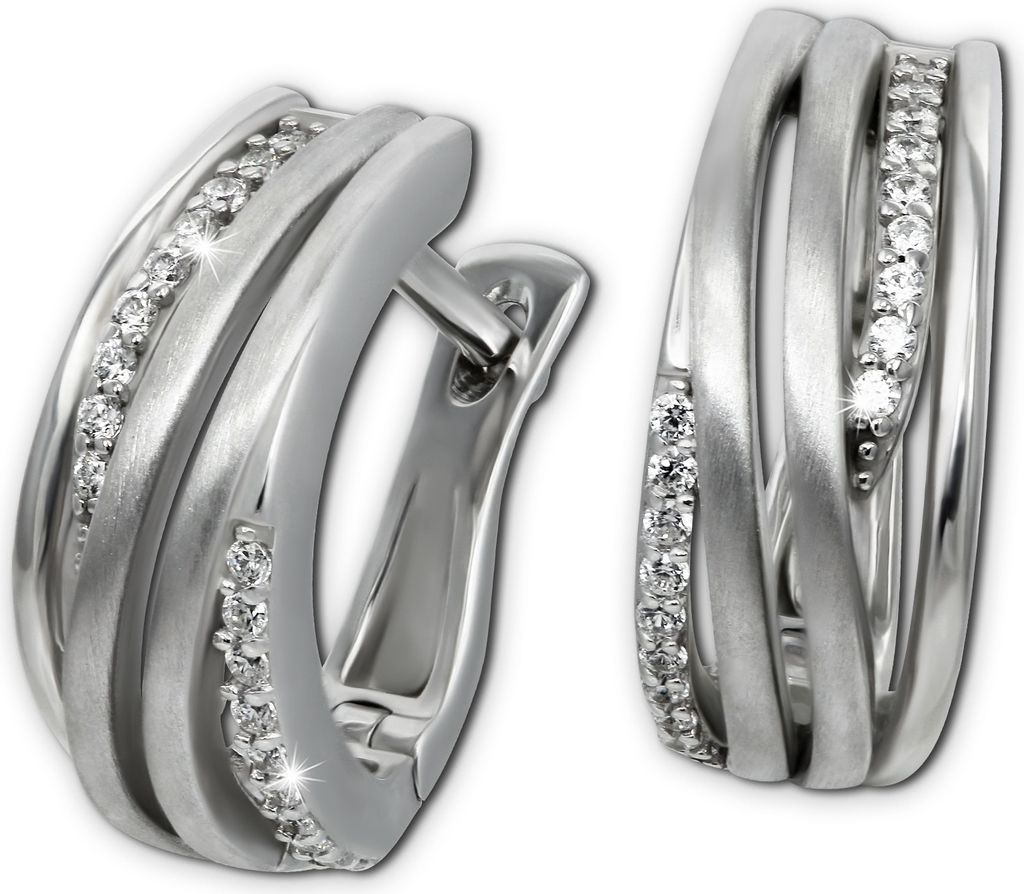 SilberDream weiß SilberDream Ohrringe Damen 925 Silber glanz matt Creolen SDO4415W