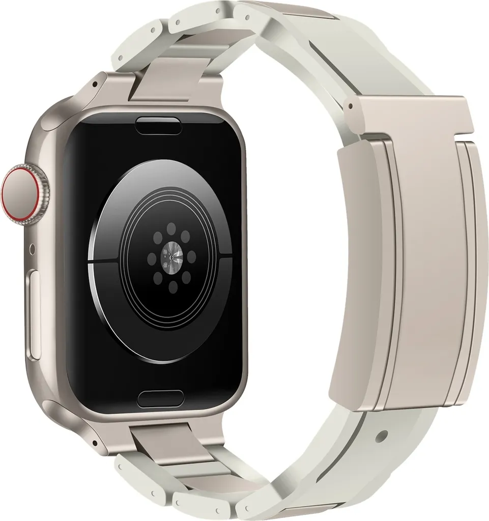 Cinturino Apple Watch Acciaio Inox Beige 46mm Magnetico Alta Qualità