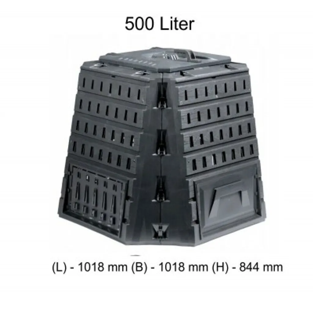 Composteur BIOCOMPO 500L Noir - Bac à Compost de Jardin Robuste - 10