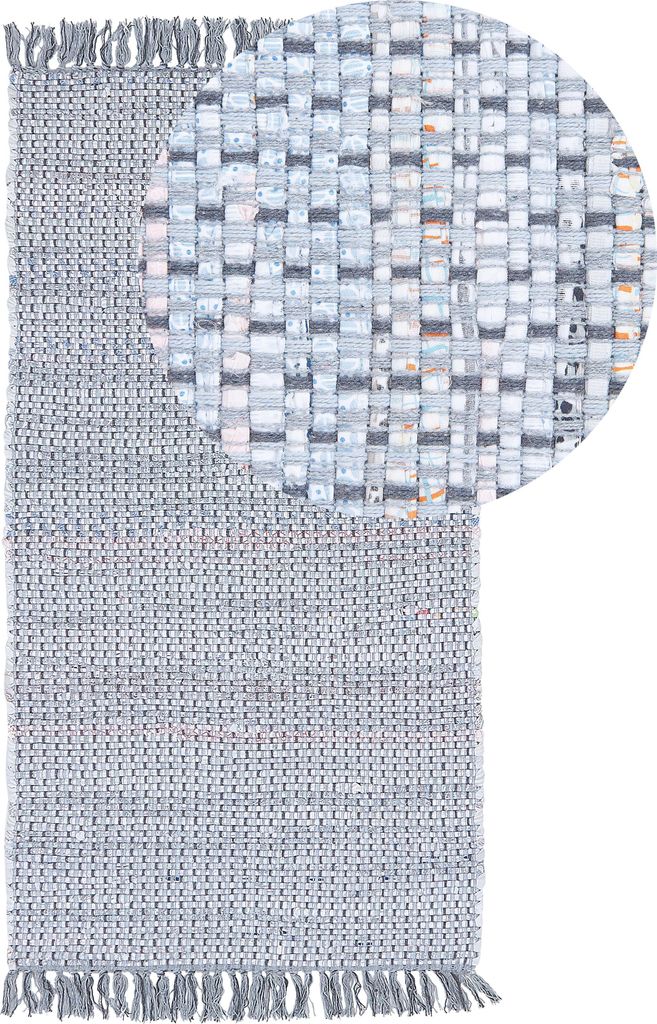 BELIANI Teppich Grau 80 x 150 cm Kurzflor Baumwolle Rechteckig Handgewebt Abstrakt Modern