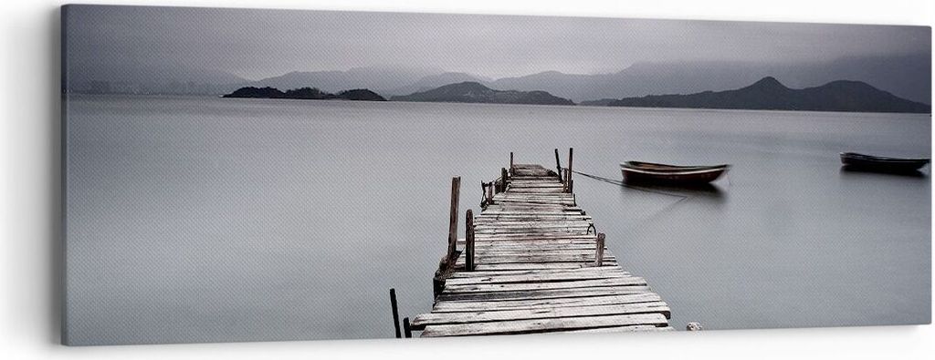 Bild auf Leinwand - Leinwandbild - Brücke See - 90x30cm - Wand Bild - Wanddeko - Wandbilder - Leinwanddruck - Bilder - Kunstdruck - Wanddekoration...