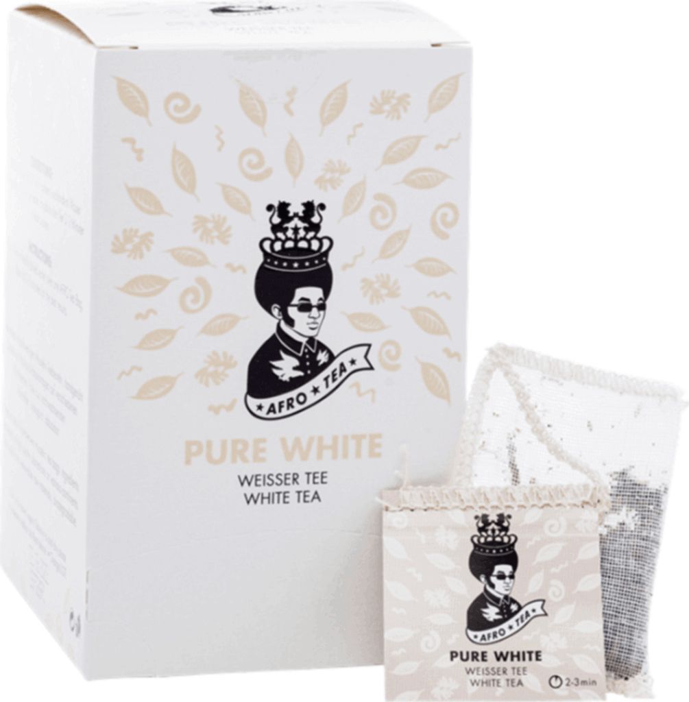 AFRO TEA Pure White Weißer Tee - Premium Tee 15 Stück - 15 handgenähte Teebeutel mit Weißtee von AFRO COFFEE