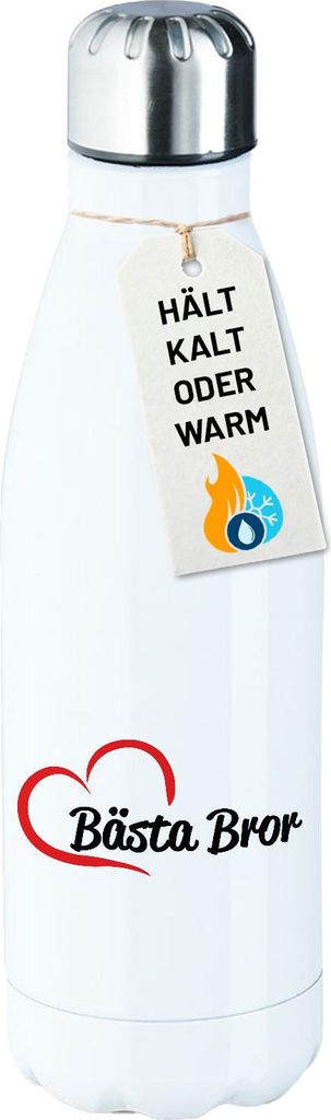 Huuraa Trinkflasche Bästa Bror Hjärta 500ml White Edelstahl Wasserflasche Trinkflasche Geschenkidee