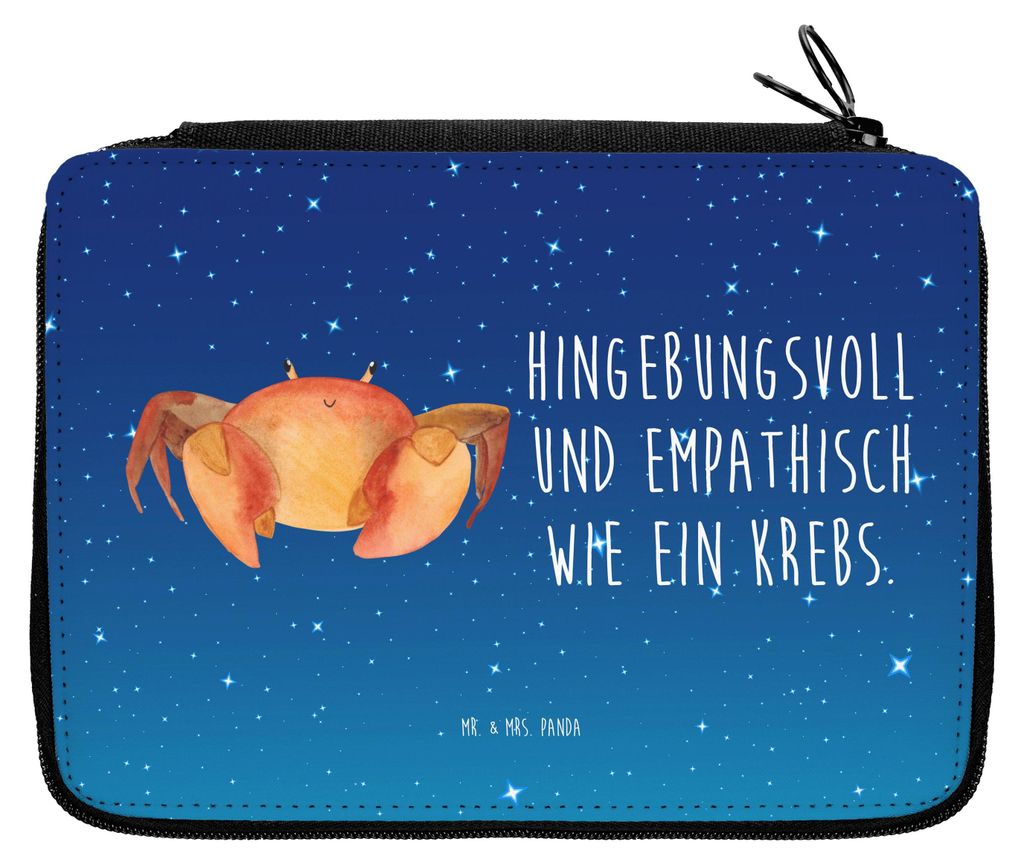 Mr. & Mrs. Panda Etui Sternzeichen Krebs - Sternenhimmel Blau - Geschenk, Schreibetui, Krebse, Federmappe, Federmäppchen, Meer, Mäppchen, Geburts...