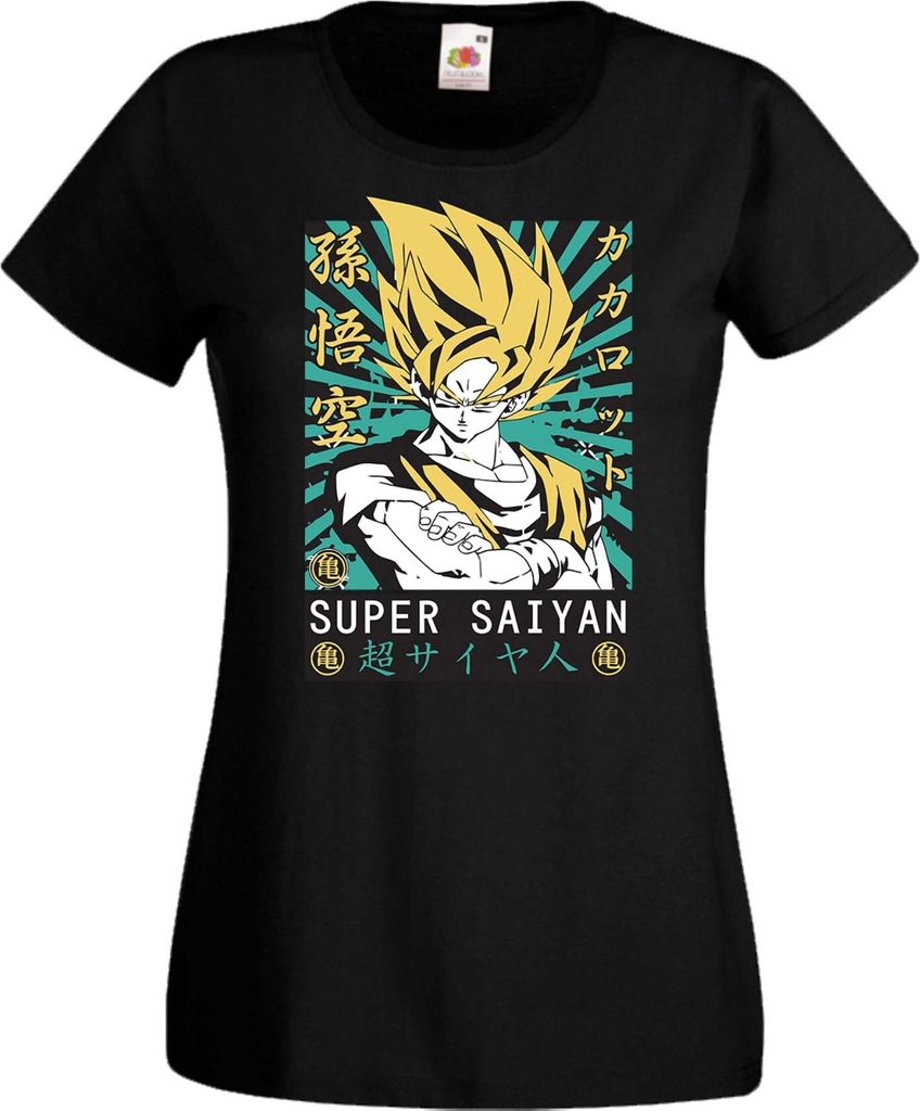 Damen T-Shirt Anime Manga Dragon Anime Manga Ball Z 15 Ssg, Lady 2XL / Schwarz