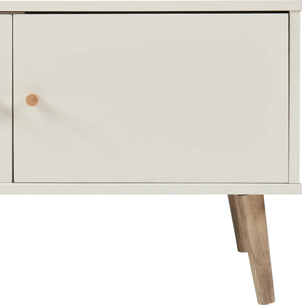 Banc TV Blanc Hallevil 150cm - Buffet Multimédia avec Rangements Bas - 8