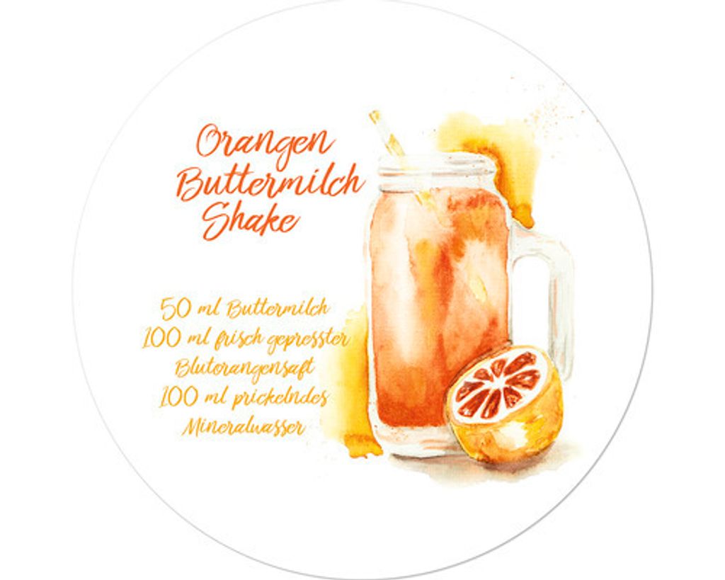 Glasbild Orange Shake Ø 50 cm