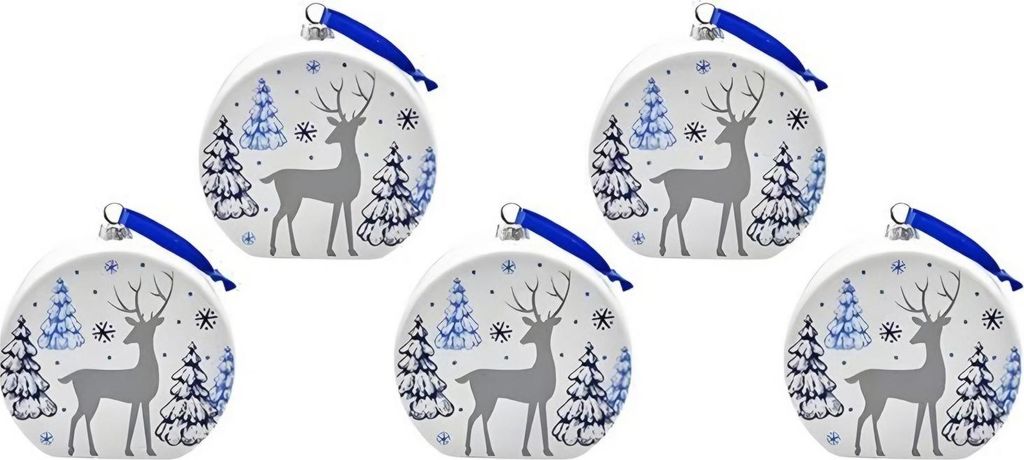 5-teiliges Set Weihnachtsschmuck aus Kunststoff: Schneemann, Rentier, Baum, Gartenzwerg – zum Aufhängen am Weihnachtsbaum und für die Weihnacht...