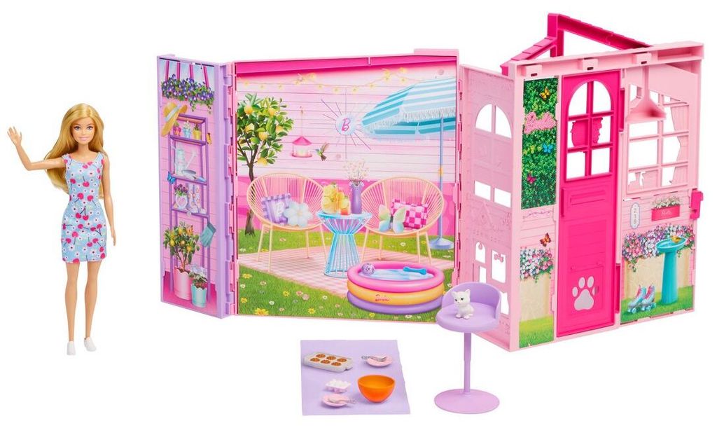 Barbie Weekendhuis, poppenhuis speelset met pop, 10 Productafbeelding 