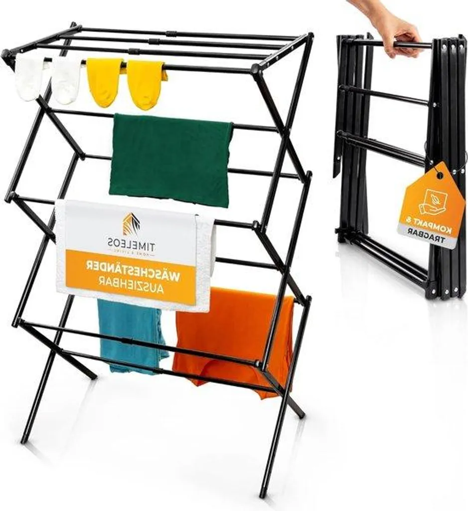 Séchoir 6 niveaux noir pliable : finissez-en avec le linge encombrant