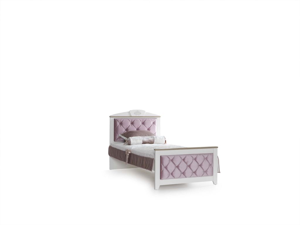 Jungendbett Frezia in Weiss Rosa 100 x 200 cm