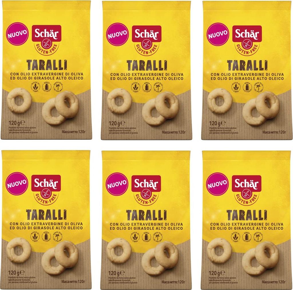 6x Schär Gluten Free Taralli mit Nativem Olivenöl Extra und Produktbild 