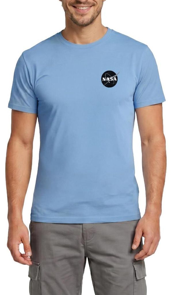 Spreadshirt NASA Klassisches Brustogo In Schwarz-Weiß Männer T-Shirt, XL, Carolina Blue