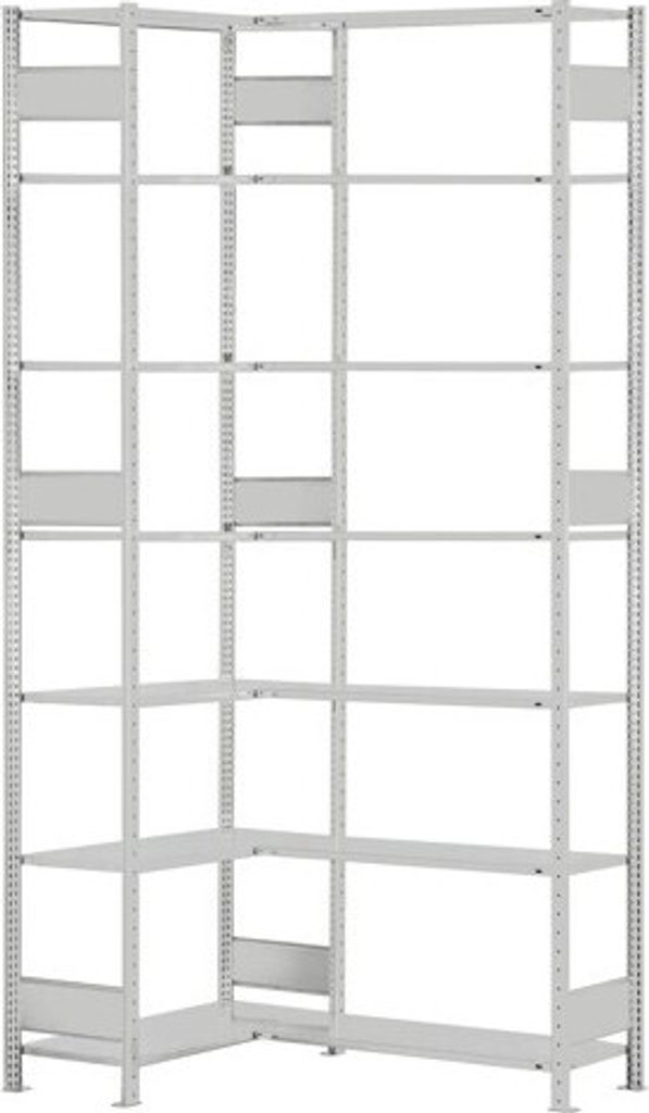 Schulte Eckregal | Grundregal (Felder A+B) | HxBxT 300x100x50cm | 2x7 Ebenen | Längenriegel | Lichtgrau