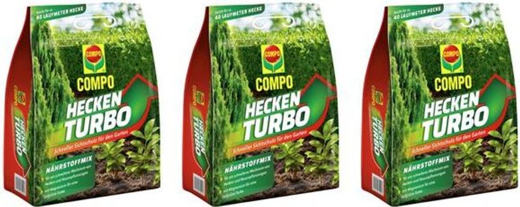 COMPO Heckenturbo Dünger 12 kg NPK(MgO) 15+5+6+(6) mit Sofortwirkung und Magnesium
