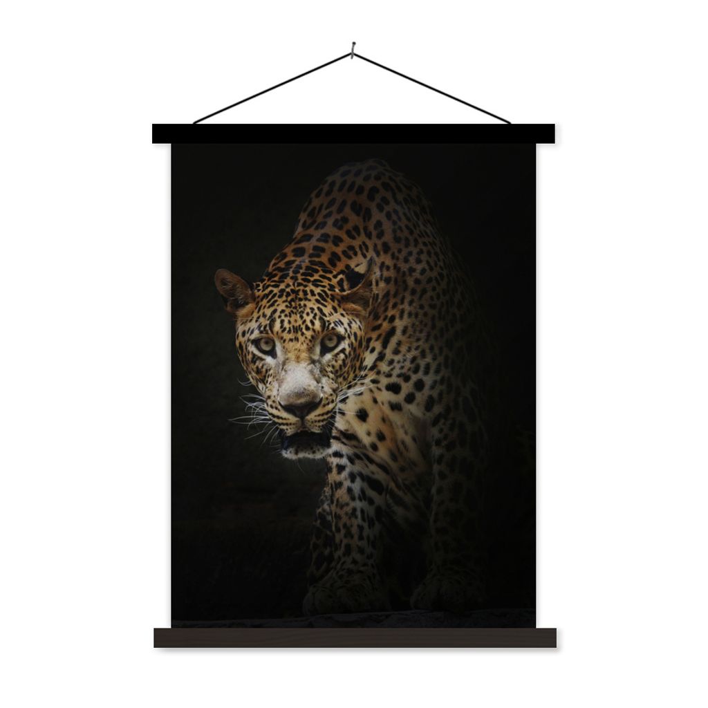 MuchoWow Textilposter Leopard - Wilde Tiere - Licht 40x53 cm mit schwarzem Rahmen - Abbildung