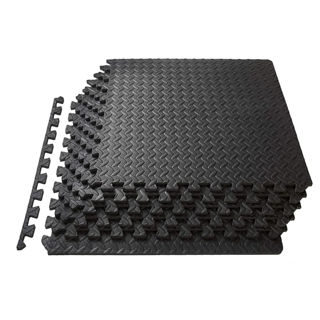 Lacers PETROLLINE Bodenschutzmatte/ Puzzelmatte 60x60cm schwarz 12er Set - rutschfest Matte extra-dick - Fitnessmatte für Workout & Krafttraining