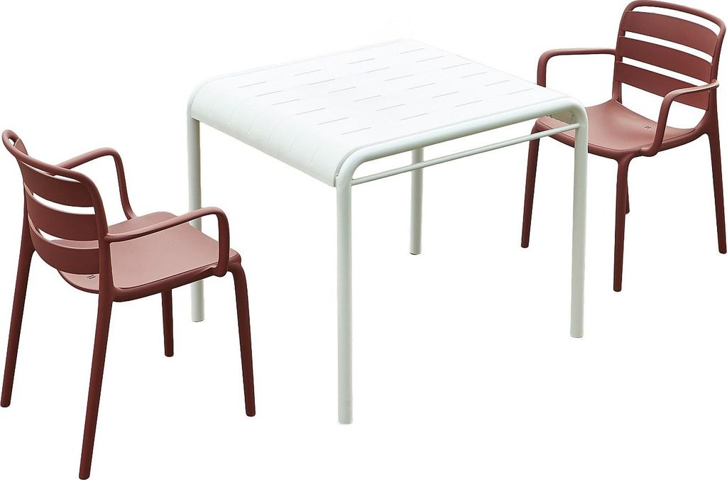Garten-Esszimmer-Set aus Polypropylen: Tisch 90 cm lang und 2 Klappstühle – Terrakotta – MOAH von MYLIA
