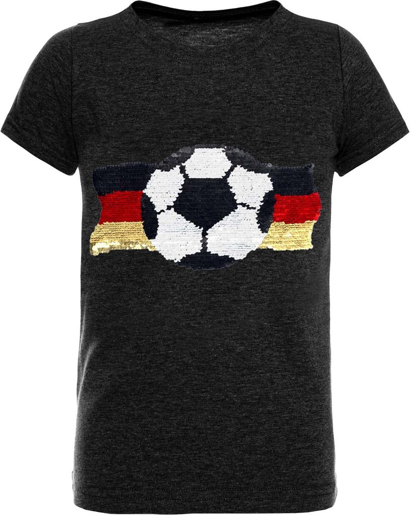 Jungen Wende Pailletten Deutschland Shirt mit Fussball EM 2024 Anthrazit 104