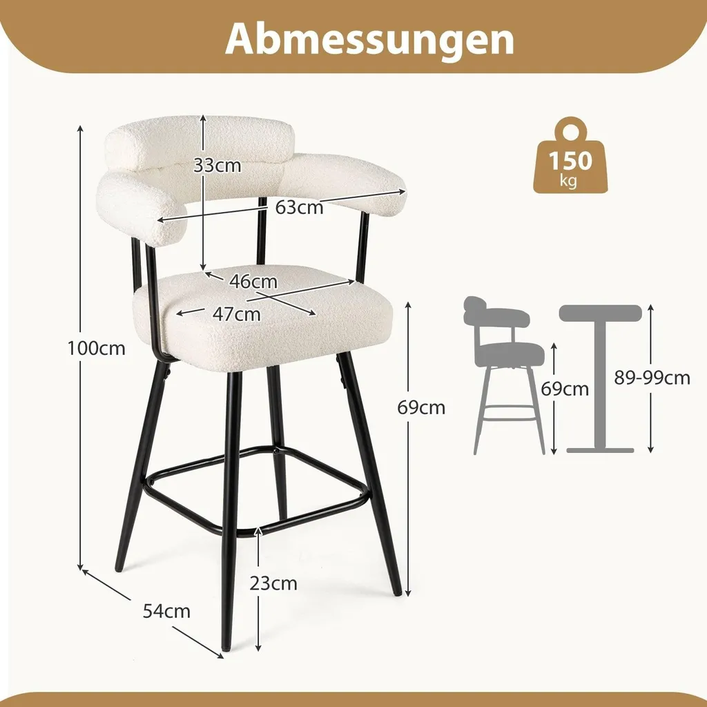 Tabourets de bar pivotants blancs Lot de 2 pour optimiser les petits espaces - 2