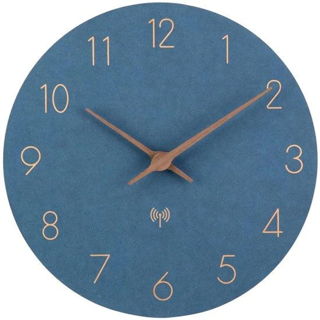 Horloge murale bleue 30cm en bois MDF sans tic-tac pour chambre enfant