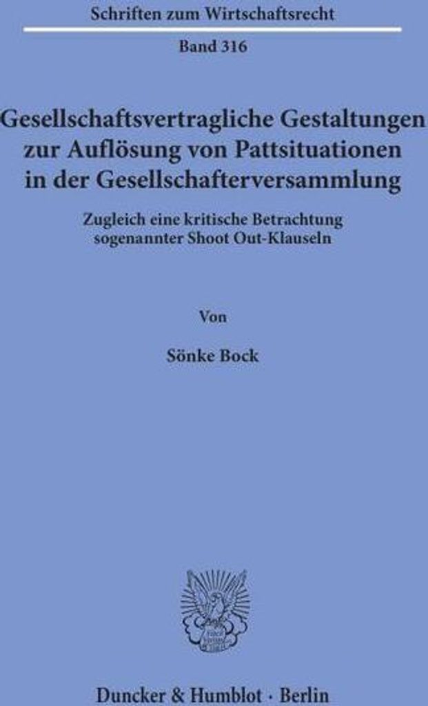 Gesellschaftsvertragliche Gestaltungen zur Auflösung von Pattsituationen in der Gesellschafterversammlung.