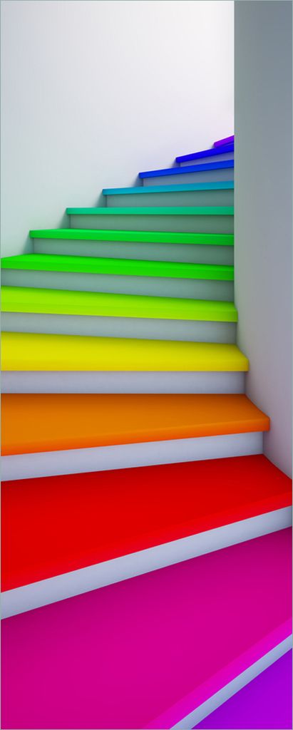 Wallario selbstklebendes Poster - Bunte Treppe, Größe: 80 x 200 cm