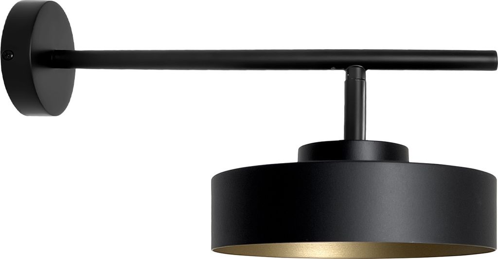 Wandleuchte Messing massiv Eisen 20 cm breit in Schwarz matt Gold E27 Retro Wandlampe